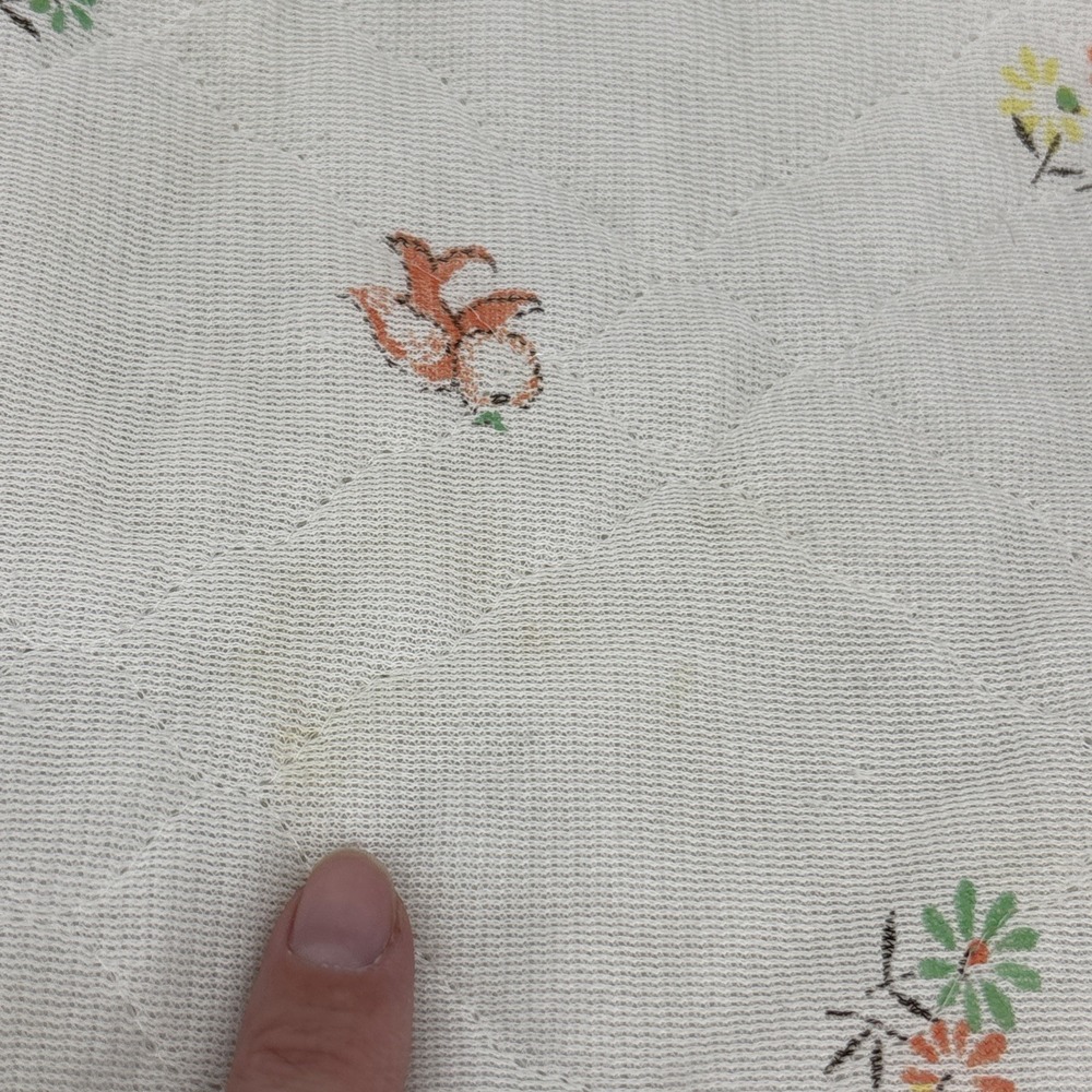 Vintage 70s Acrylic Baby Blanket Satin Trim Woodland Mushrooms Dear Bunny Chick - Picture 12 of 16